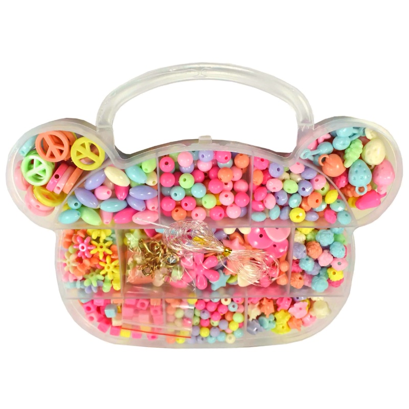 Kit Miçanga P/ Pulseira Colar Infantil 350 Peças + 4 Fechos