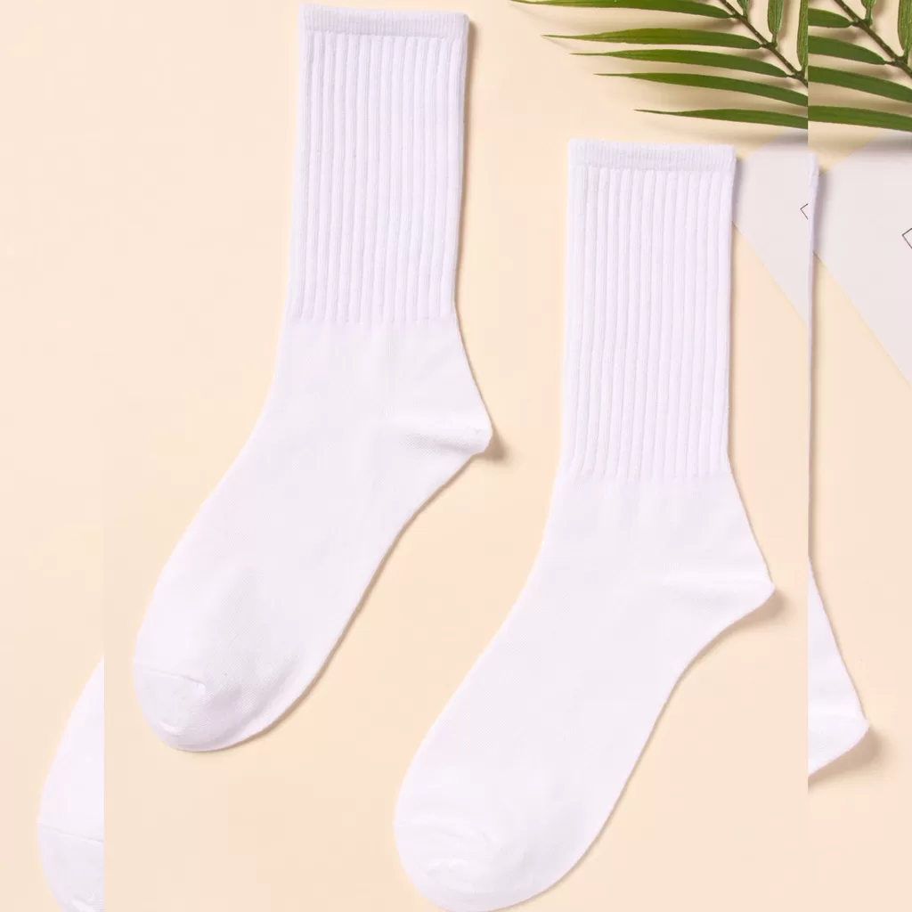 Kit 3 Pares de Meia Cano Longo Branca Masculina