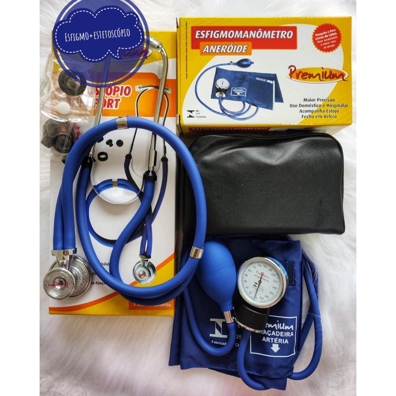 kit esfigmomanômetro e estetoscópio