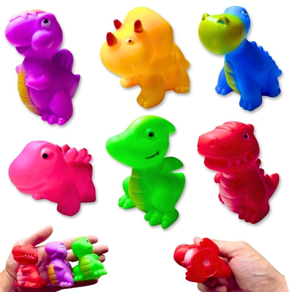 Brinquedo De Banho Kit Dinossauros De Vinil Macio