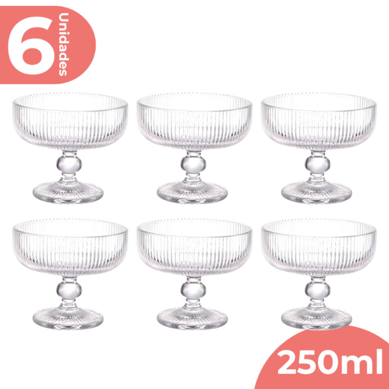 Jogo 6 Taça Sobremesa Vidro Sorvete Açai 250ml C