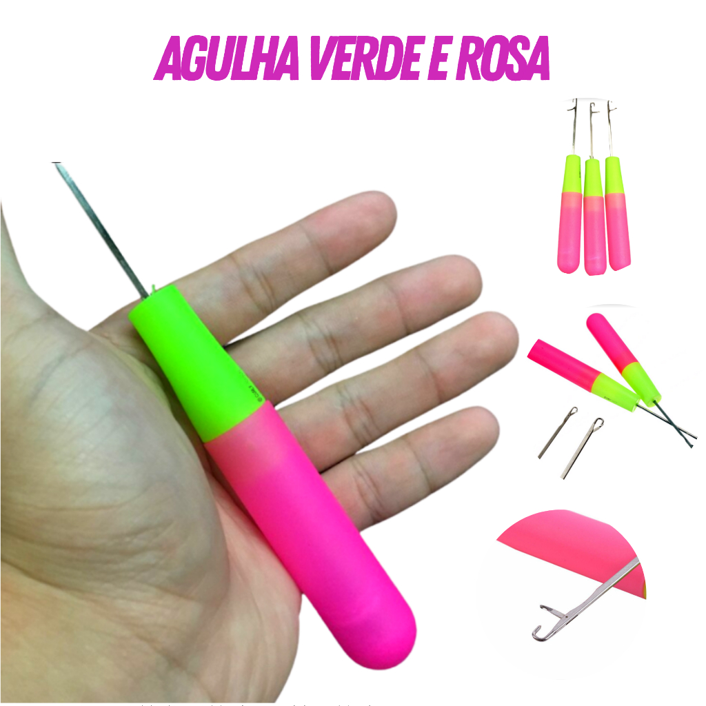 Agulha para Entrelace Crochet Braids Mega Hair Com Trava Gancho