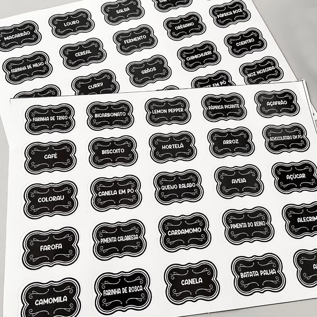50 Adesivos Para Pote Organizador Tempero Mantimento Condimento 5×3,5cm