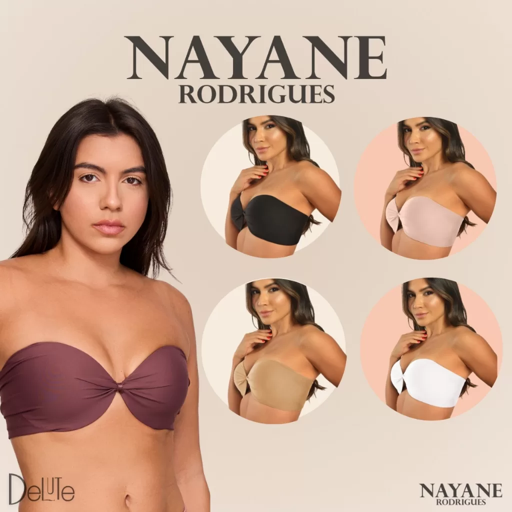 Sutia Nayane Rodrigues Tomara que Caia com Bojo e Aro Liso de Alta Sustentacao Push Up Confortavel