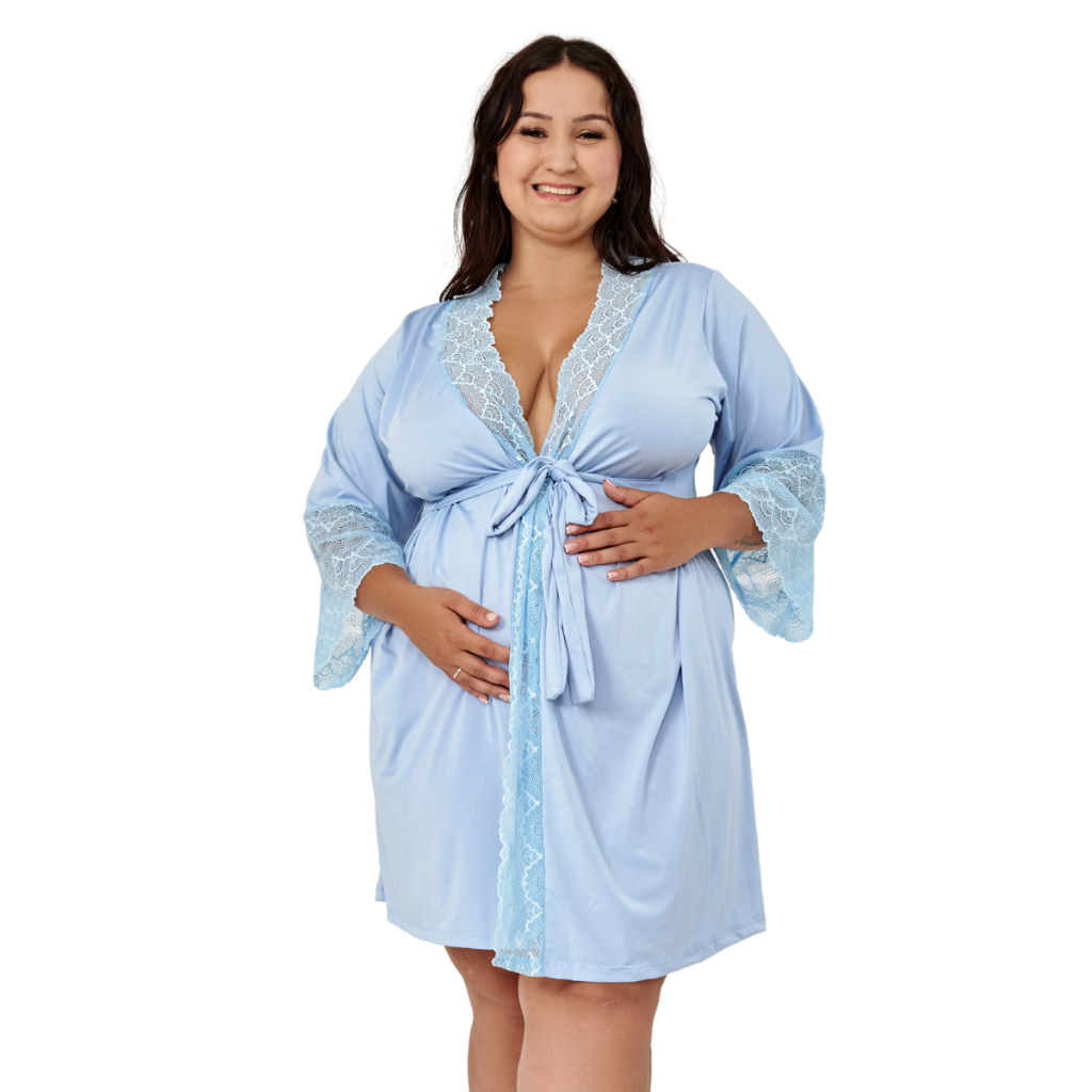 Robe Plus Size Hobbie Renda Luxo Roupão Penhoar Feminino