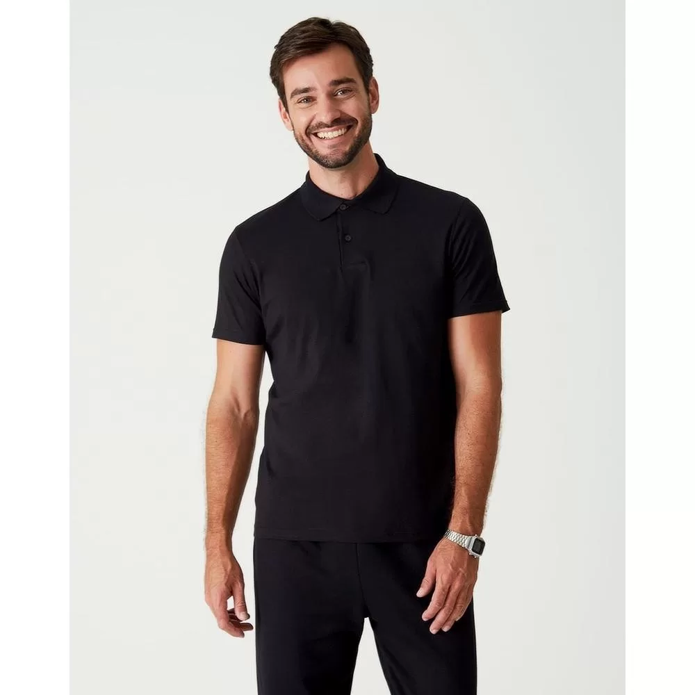 Camisa Básica Masculina Polo Gola Esporte Em Meia Malha