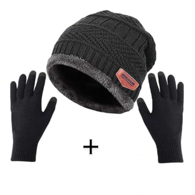 kit Touca de Lã Peluda + Luva Unisex Adulto Touca
