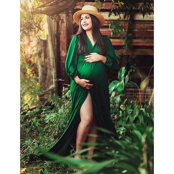 Vestido para ensaio de gestante camponesa