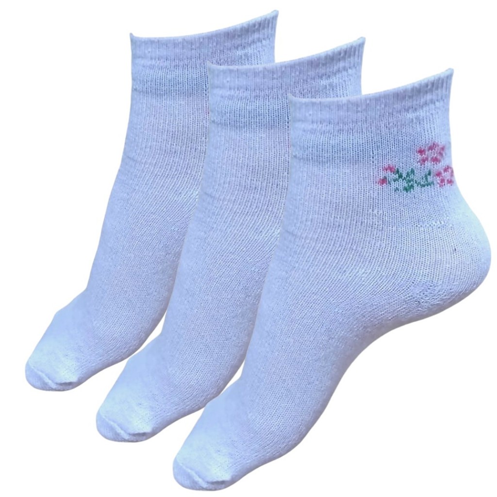 KIT 3 Meias Feminina Estampada Florida Conforto Cano Médio 36 a 43 2001-1