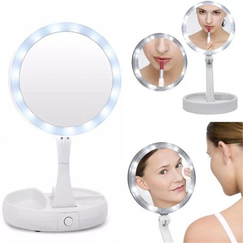Espelho Maquiagem Aumento 10x Dupla Luz Led Organi