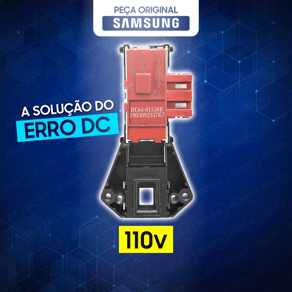 Trava Da Porta Lavadora E Lava E Seca Samsung 127v WD856 WD106 WD10M WD11M DC64-01538B Original