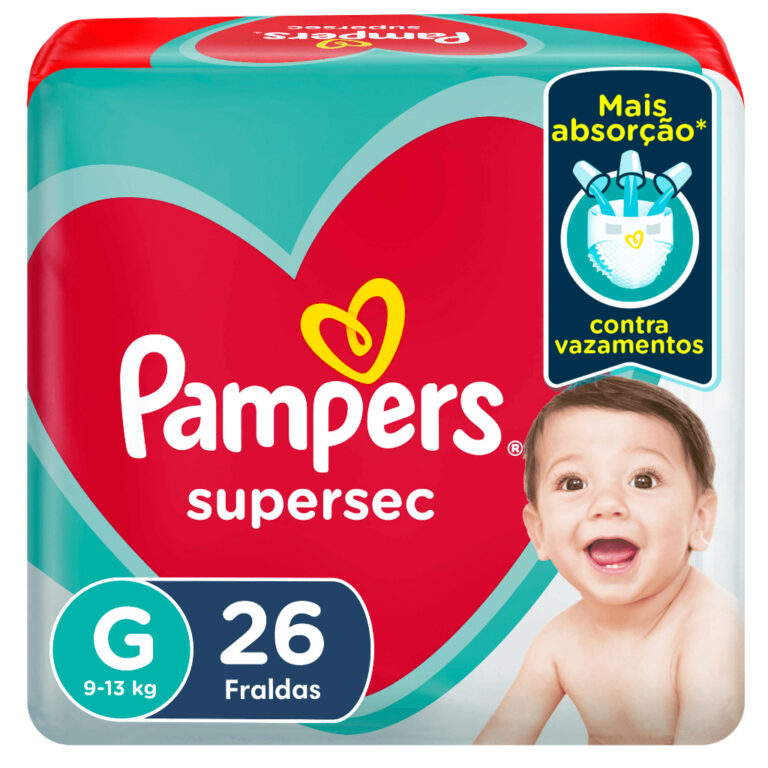 KIT 6 FRALDAS PAMPERS SUPERSEC G/26 = 156un