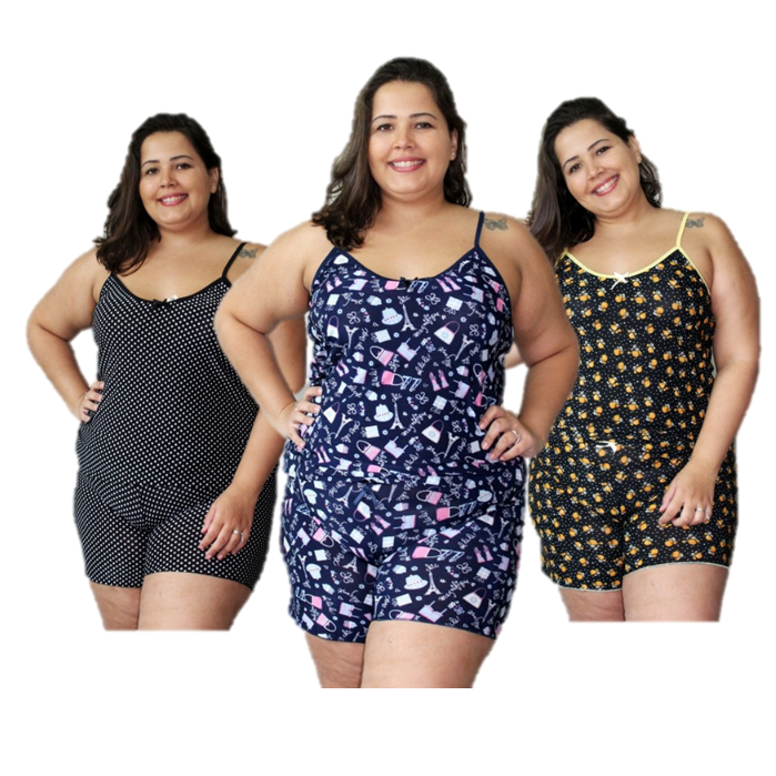 Kit Com 2 Baby Doll Conjunto Plus Size Pijamas Alc