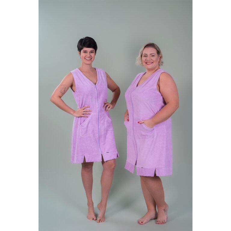 Robe Feminino Atoalhado Plus Size Sem Mangas Com Z