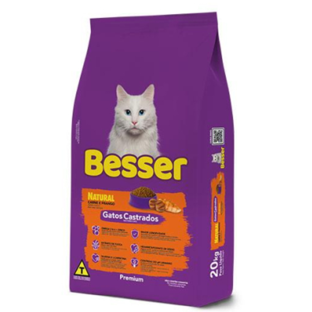 Ração Para Gato Besser Gatos  Castrado 10  kg Carne e Frango