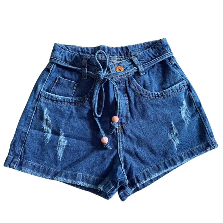 Short Jeans com cinto jeans
