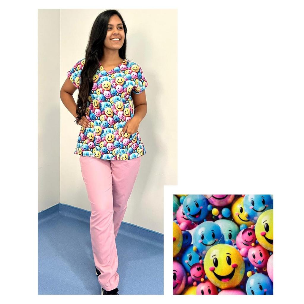 Batas Estampadas Scrub Cirúrgica Enfermagem Pediatria Farda Babá Cuidadoras