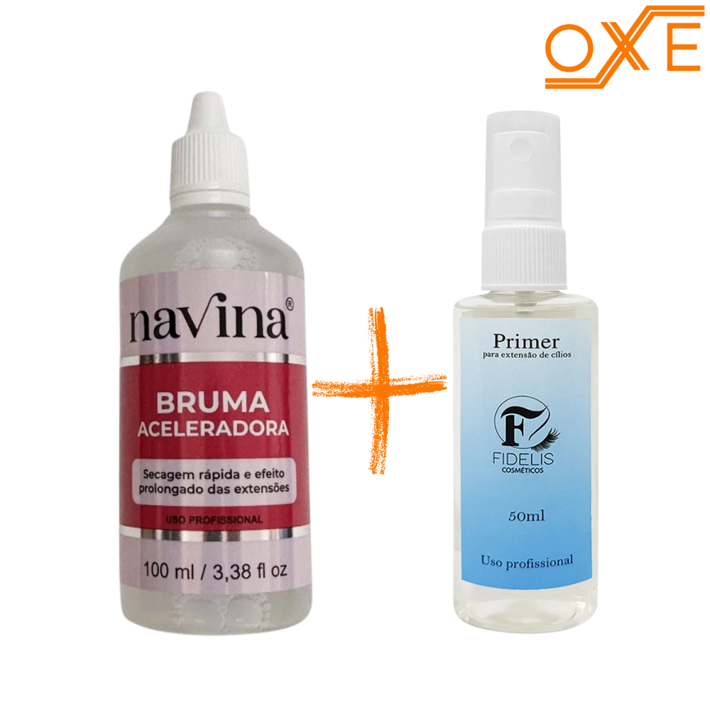 Kit Primer Fidelis + Bruma Navina Para Extensão De Cilios Uso Profissional