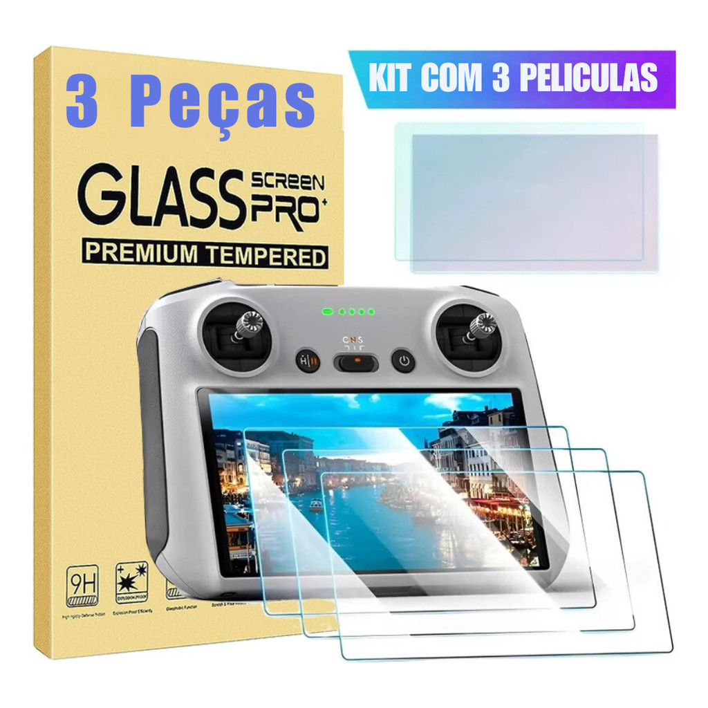 Kit Com 2 Peliculas De Vidro P/ Controle Dji Mini 3 4 Pro Air 2s 3 Neo