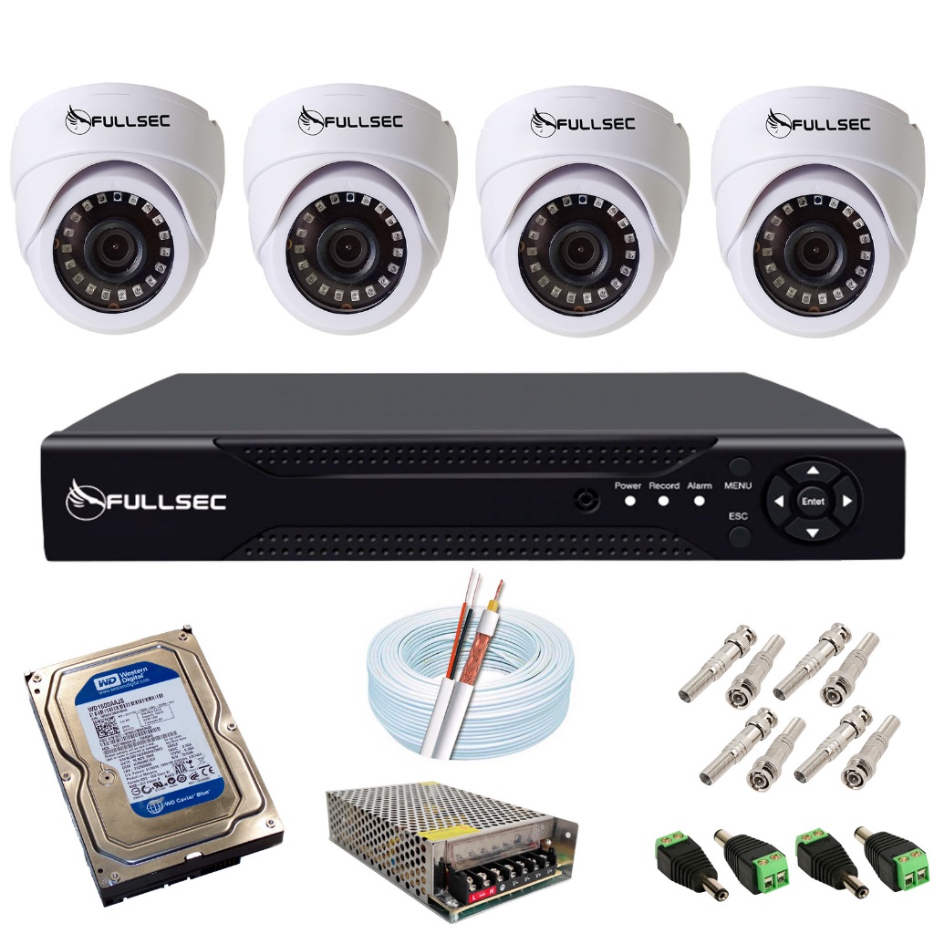 Kit Cftv 4 Câmeras Segurança Multi Hd Dome 720p Dvr Hd 250gb