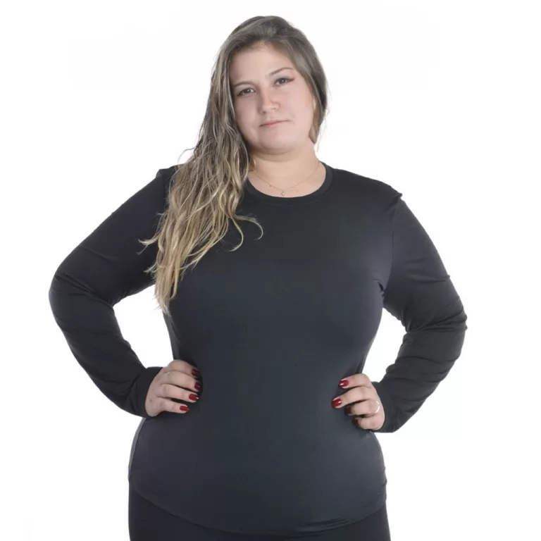BLUSA MANGA LONGA PELUCIADA PLUS SIZE FEMININA DIC