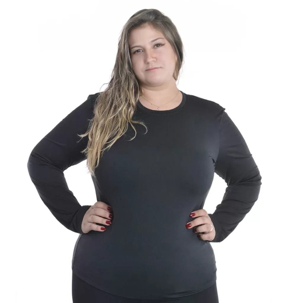 BLUSA MANGA LONGA PELUCIADA PLUS SIZE FEMININA DICORS