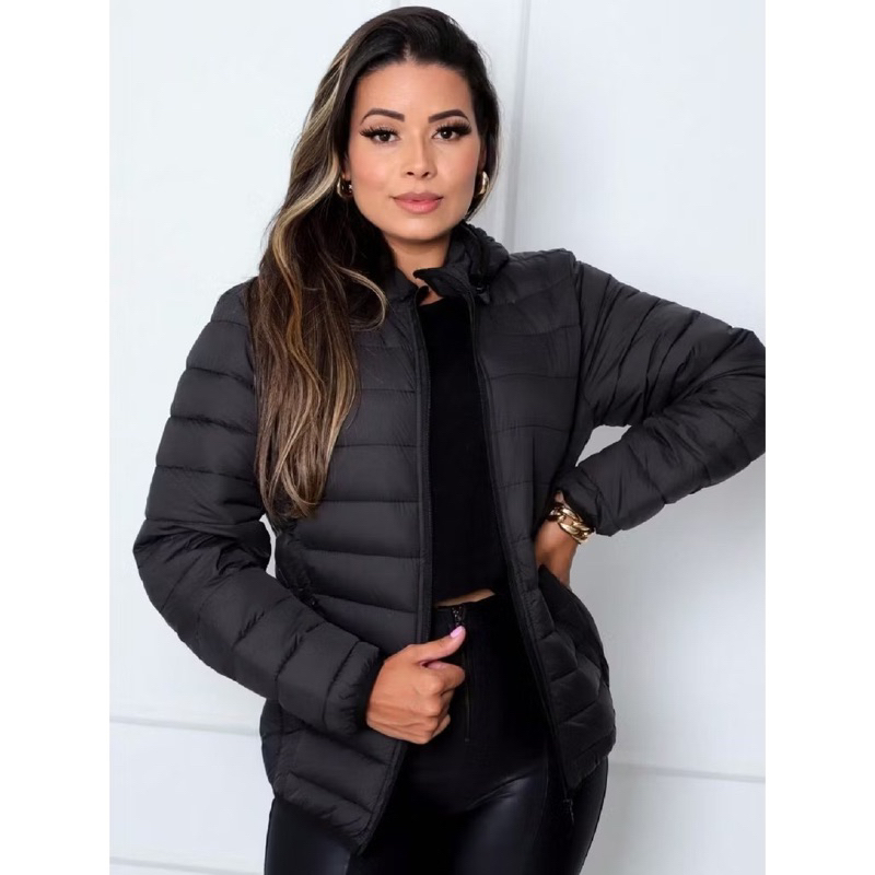 Jaqueta Bobojaco Feminina Capuz Removivel Preta