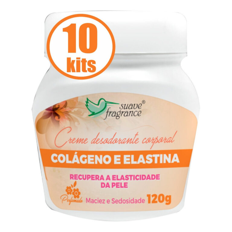10 Creme Corporal Colágeno Elastina Suave Fragran