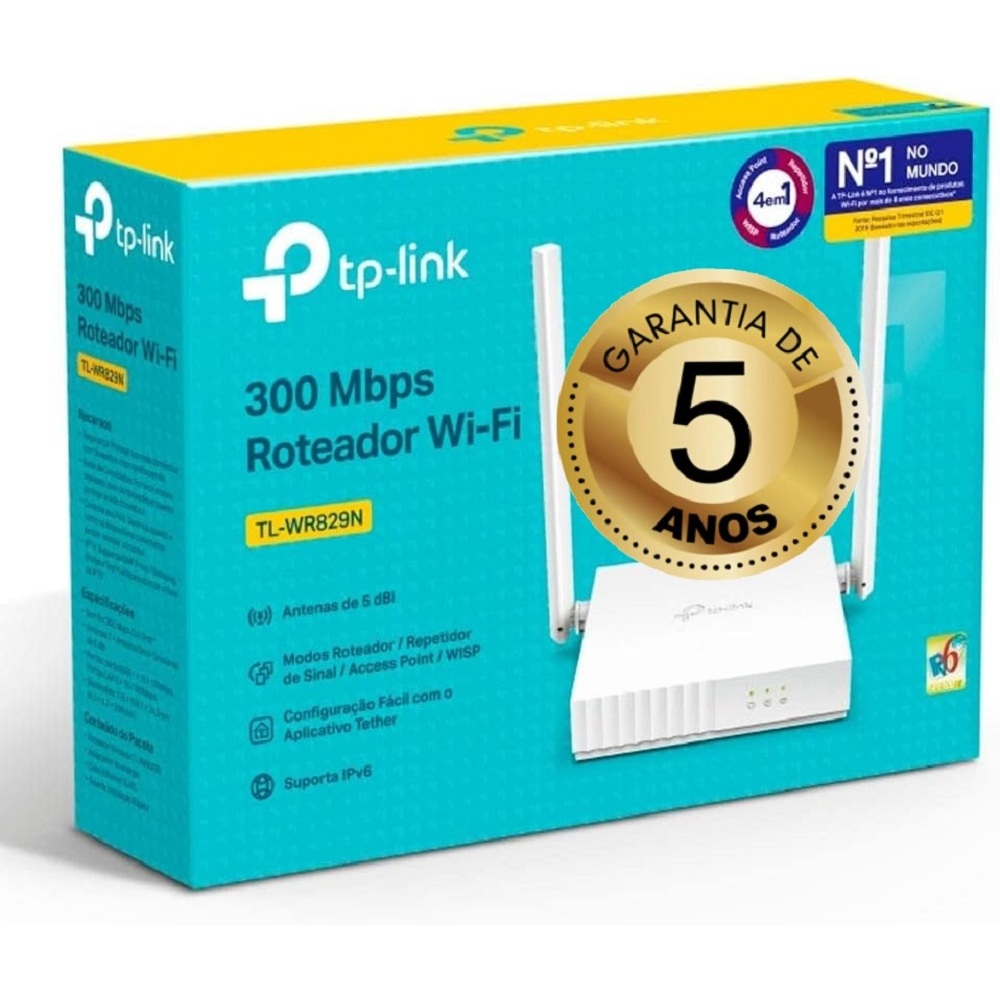 Roteador Wi-Fi TP-Link TL-WR829N Multimodo 300 Mbps 5dbi IPTV IGMP Proxy Bridge Tag VLAN