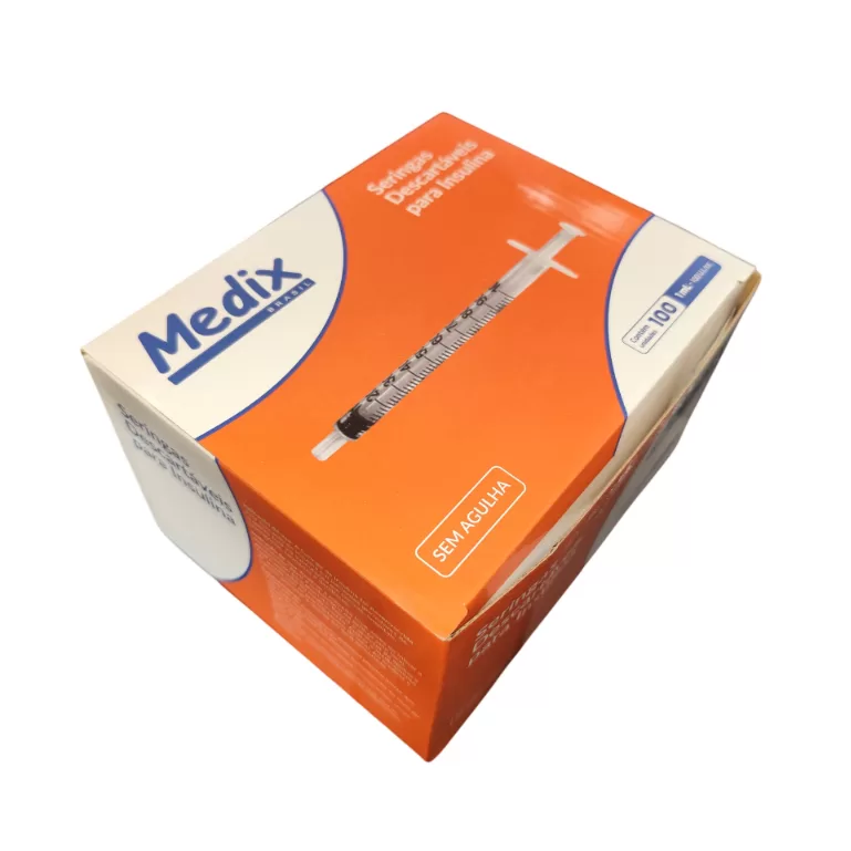 Seringa 1ml Insulina Descartável Sem Agulha Medix