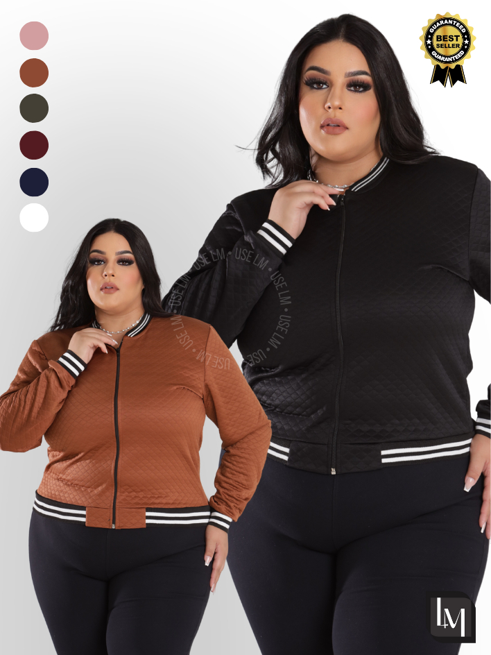 Jaqueta Bomber Plus Size Feminina Blusa Ziper Inve