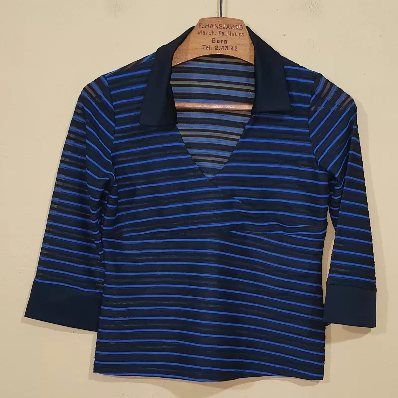 blusa gola pólo listrada transparência vintage anos 2000