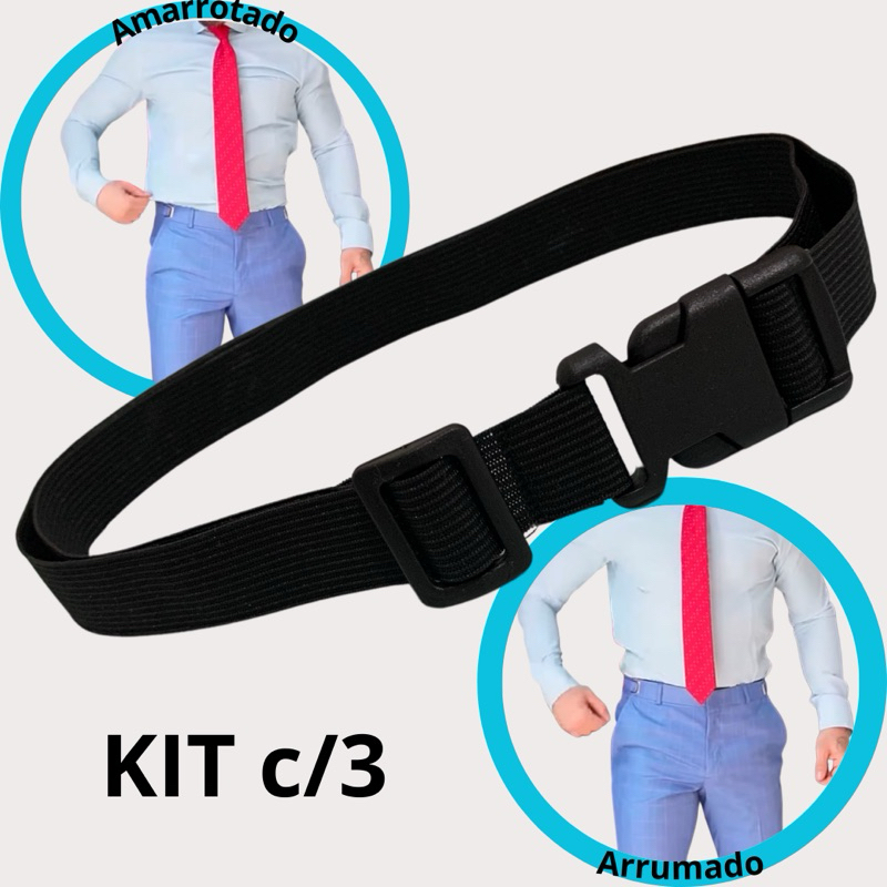 kit 3 Cintos Suspensório Elástico Ajustáveis para Fixar Camisas, Casual uso Masculino e Feminino