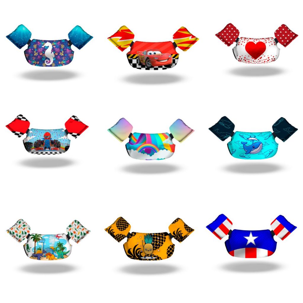 Colete Boia Infantil Com Braçadeira Flutuante Não Fura Até 25Kg