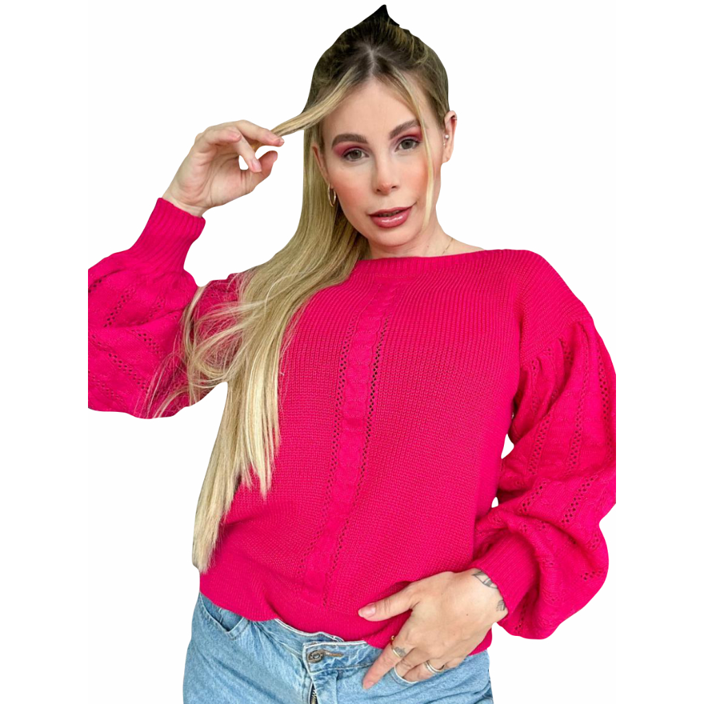 Roupa Feminina Manga Longa Bufante Blusa Inverno