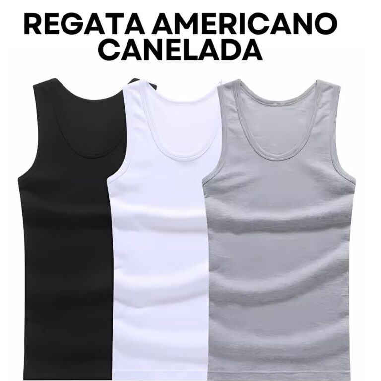 Kit 2 Regata Americano Canelada Masculina Básica 