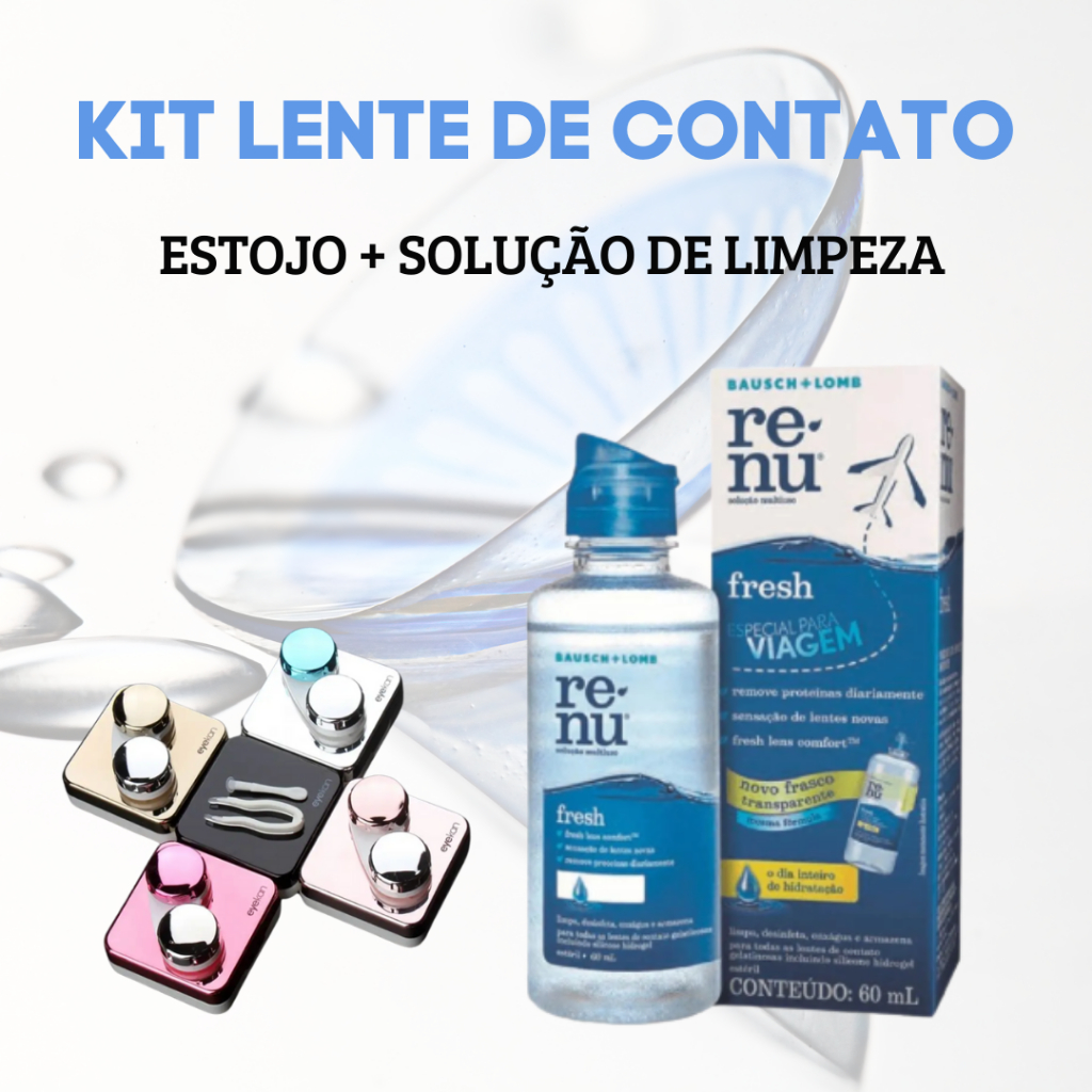 Kit Lente contato +  Solução de Limpeza Para lentes de Contato