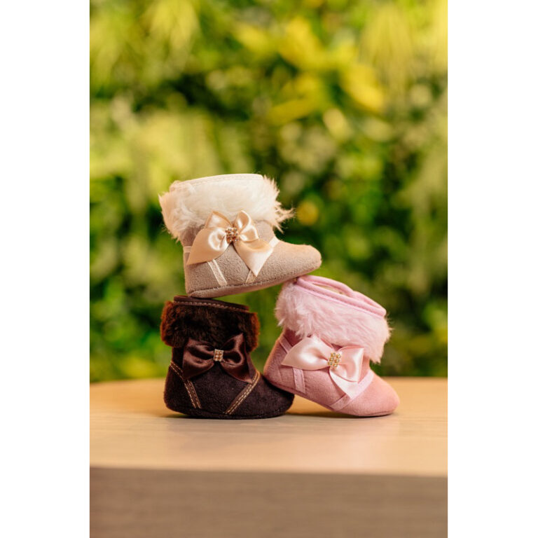 Bota para Menina RN 0 a 12 Meses Laço Cetim peluc