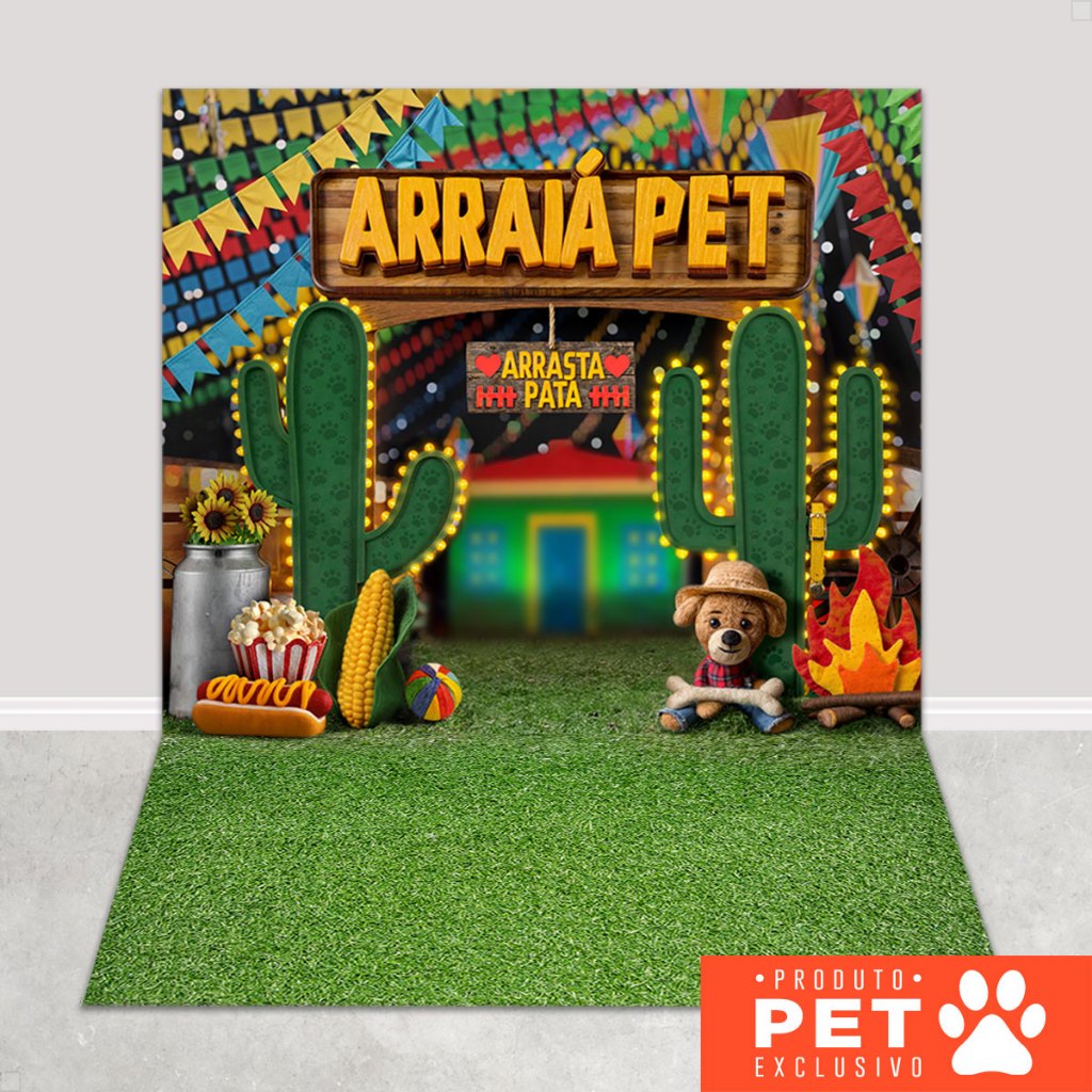 Fundo Fotográfico Painel Pet Shop Festa Junina Arraiá Em Tecido 1,20×1,70m – PET-133