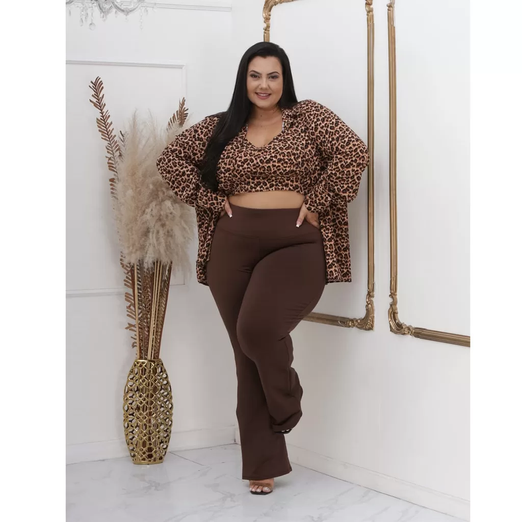 Calça Flare Plus Size Calça Bailarina com Bolso Calça Feminina Calça Plus