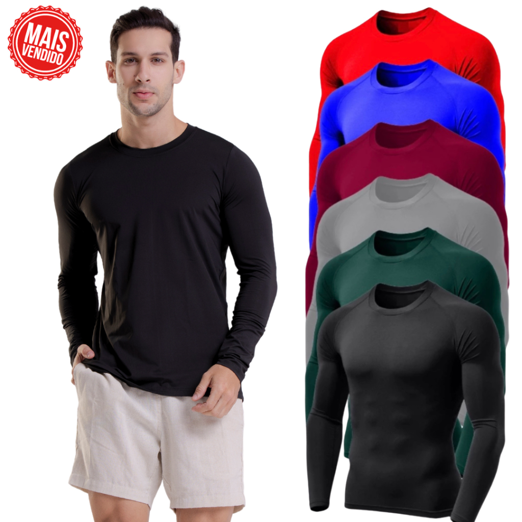 Camisa térmica segunda pele com proteção uv