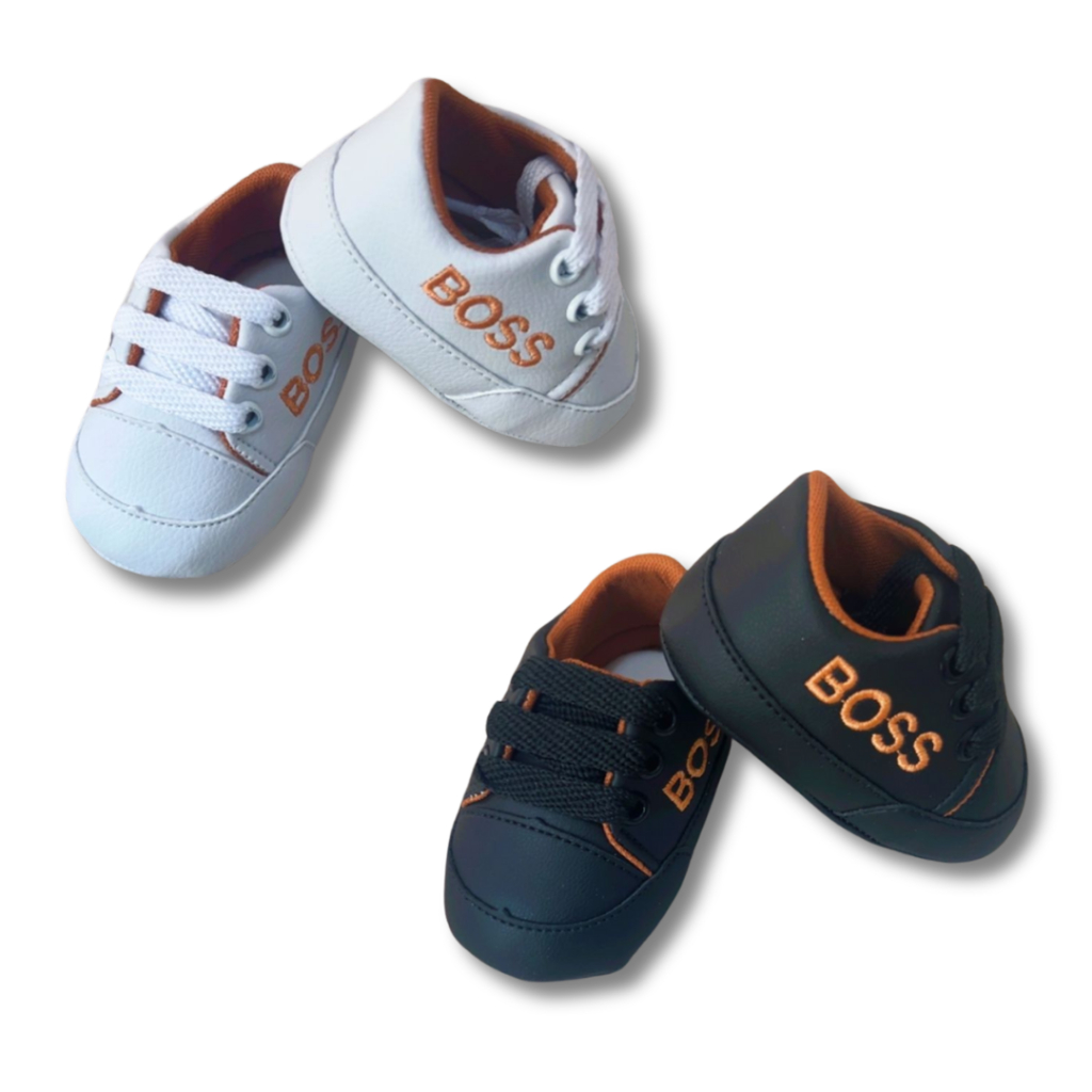 Tênis Sapatinho  Bebê de Cadarço BO Chefe – Sapatinho Recém Nascido com Solado