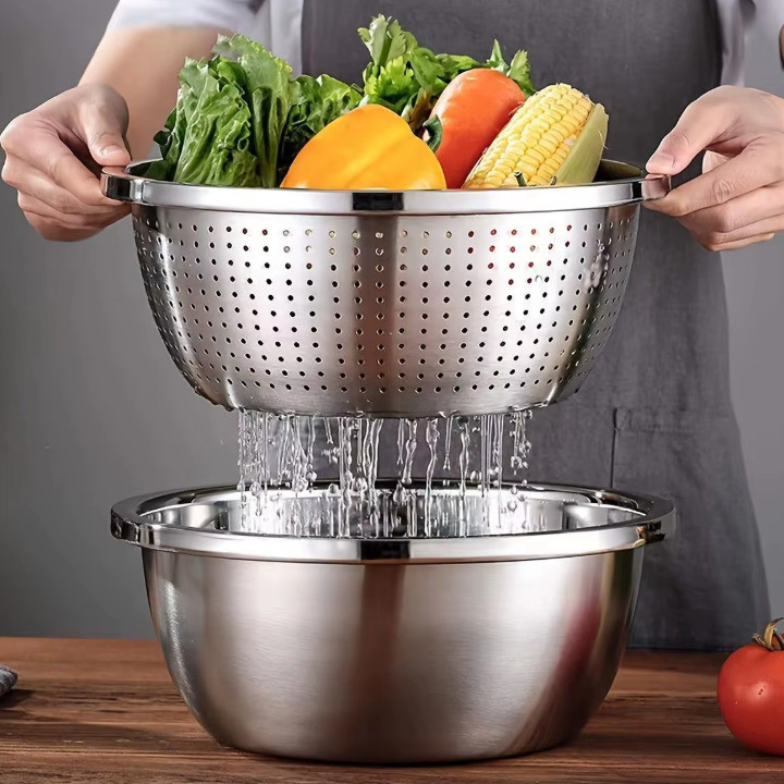Escorredor De Arroz Inox Legumes Frutas Multiuso C