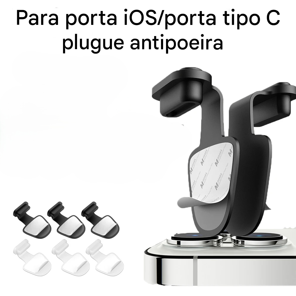 Protetor em silicone p/ entrada Tipo-C ou lightning( ate o iPhone 14), com adesivo fixador. 1 unidad