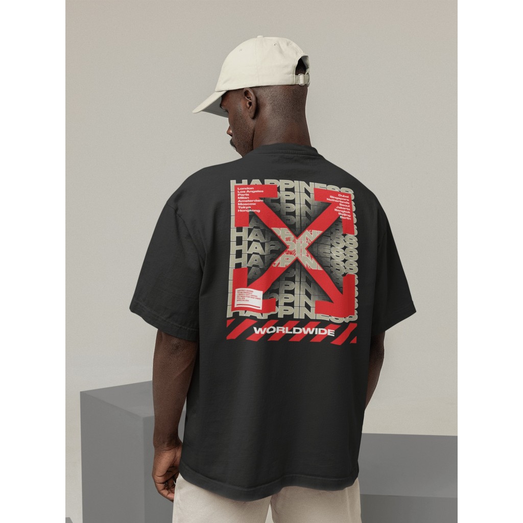 Camisa Camiseta Oversize Streetwear Masculino e Feminino Treino e Dia a Dia Preto e Off Whte Estampa