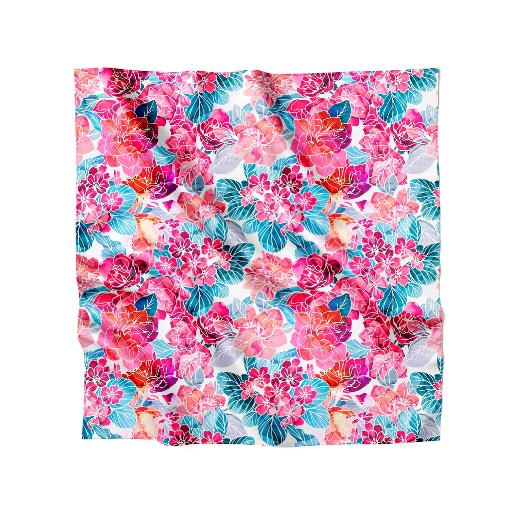 Lenço de Cetim 90x90cm Várias Amarrações Tendência Fashion Estampas Florais e Tropicais