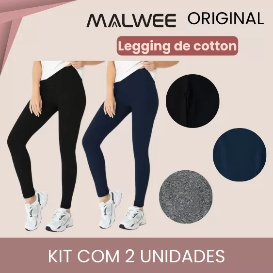 Kit 2 Calça Legging Feminina Adulta Básica em Al