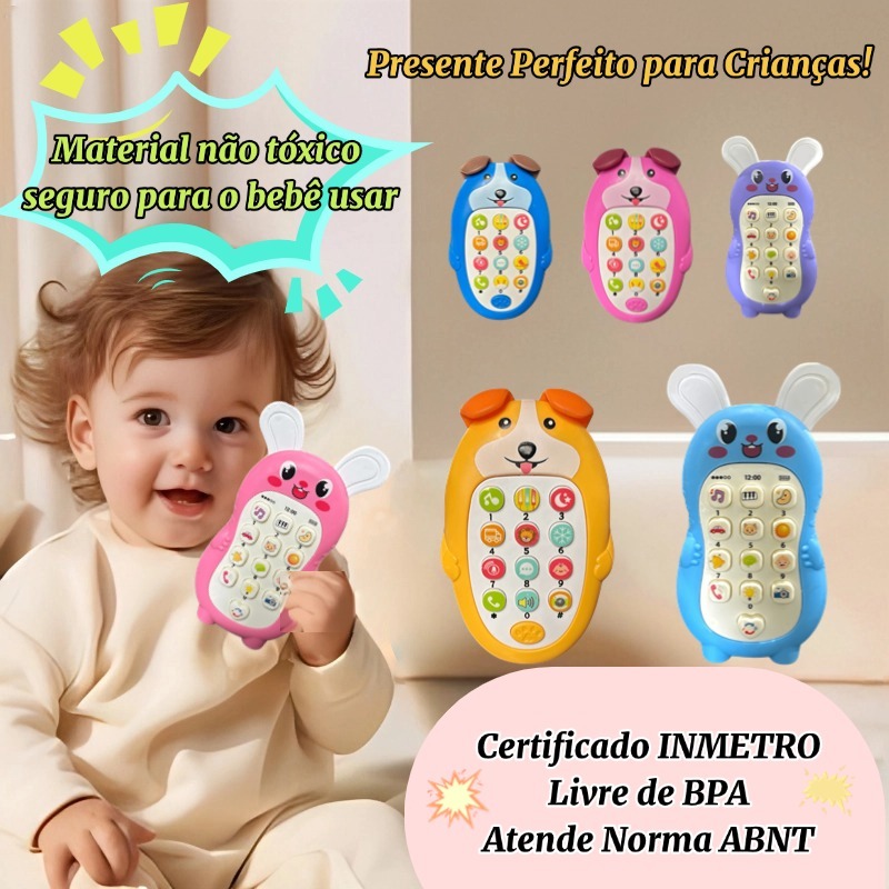 Mordedor Musical 2 em 1 para Bebê – Celular Infantil + Chocalho – Presente para 6 a 12 Meses