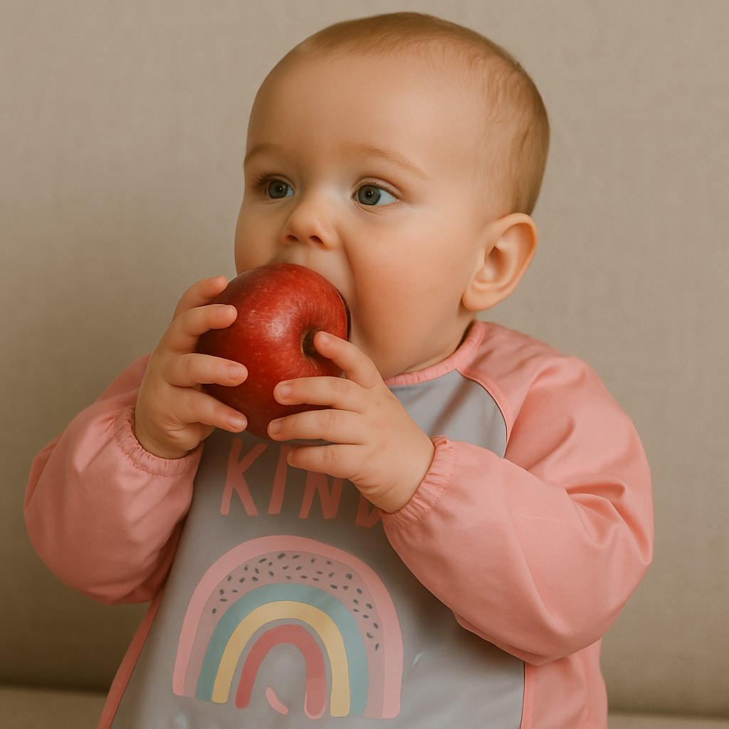 Babador Impermeável Rosa Azul com Mangas para Bebê Tecido Premium à Prova DÁgua e Fácil de Limpar