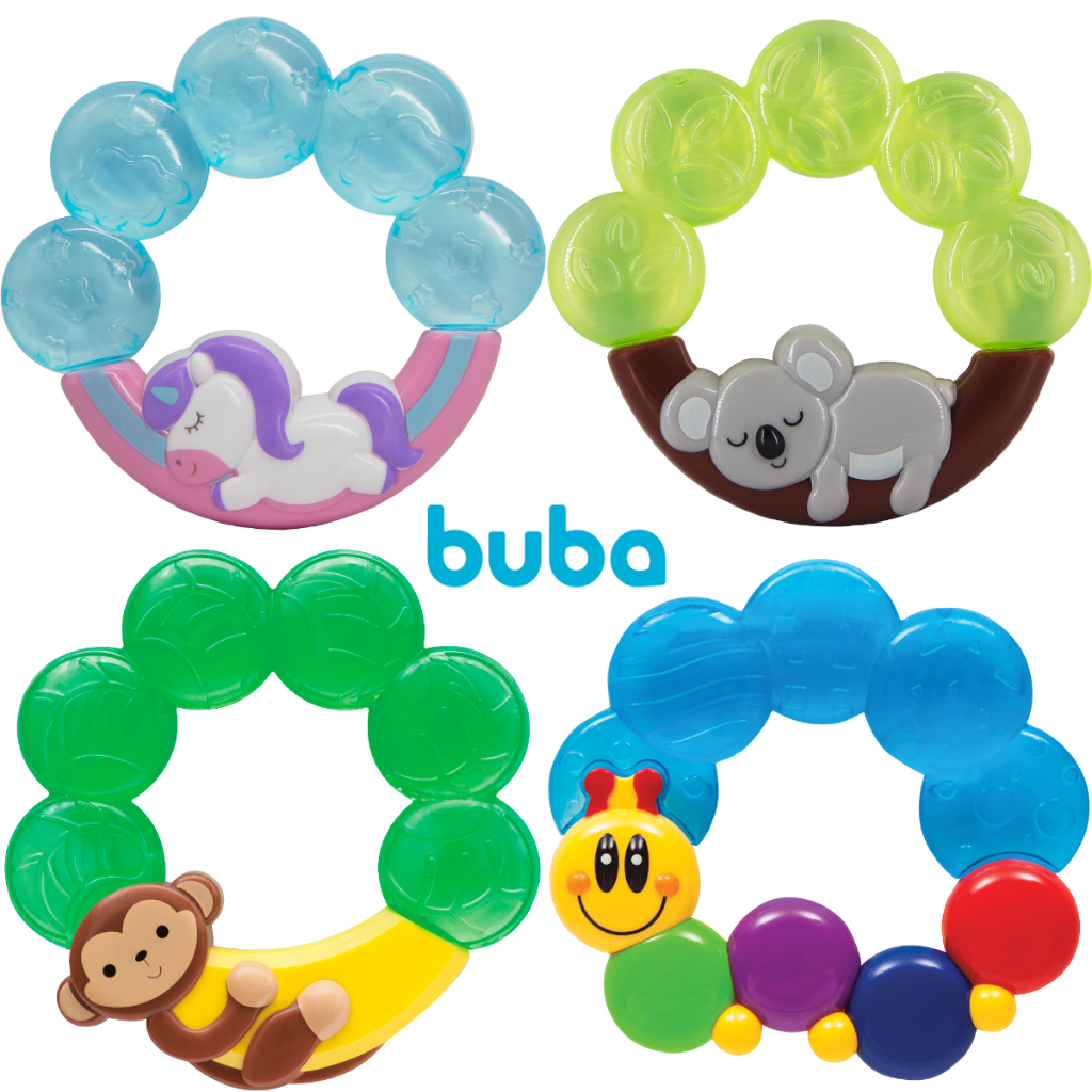 Mordedor Buba para Bebês com Água Infantil Design Ergonômico Vai Na Geladeira com Texturas Colorido